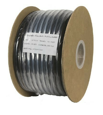 AKTIE 2021 Soepele zwarte rubberkabel 5 x 2,5 voor buitengebruik, rol 50m