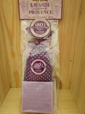 Giftset Lavendel & Lavandin sachets met Lavendel zeep van "Le Chatelard"uit Frankrijk.