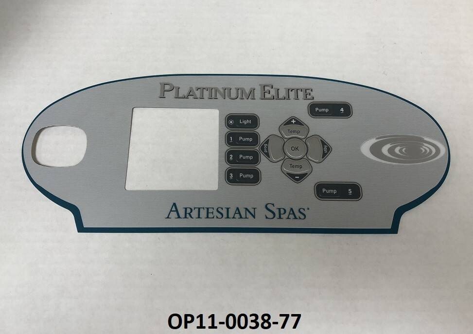 Artesian Spas Platinum Elite Overlay sticker voor bedieningspaneel Display Control Panel