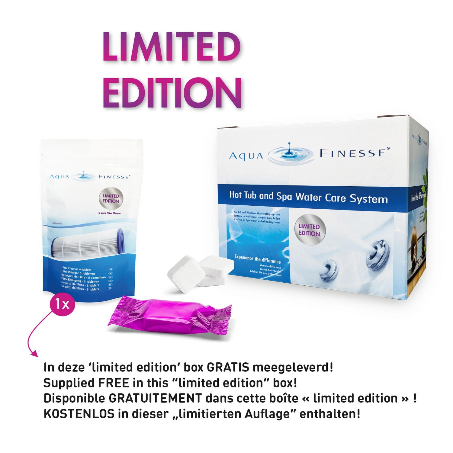 Aqua Finesse Hot Tub Spa Water Care + GRATIS filterreiniger tabletten