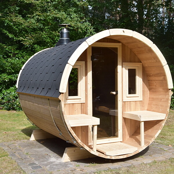 Barrel Sauna ECO Outdoor ø205cm x 280cm met Terras en dak