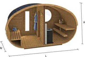 EGG Sauna met Relax ruimte of huisje Outdoor H=240cm D=240cm B=400/500cm