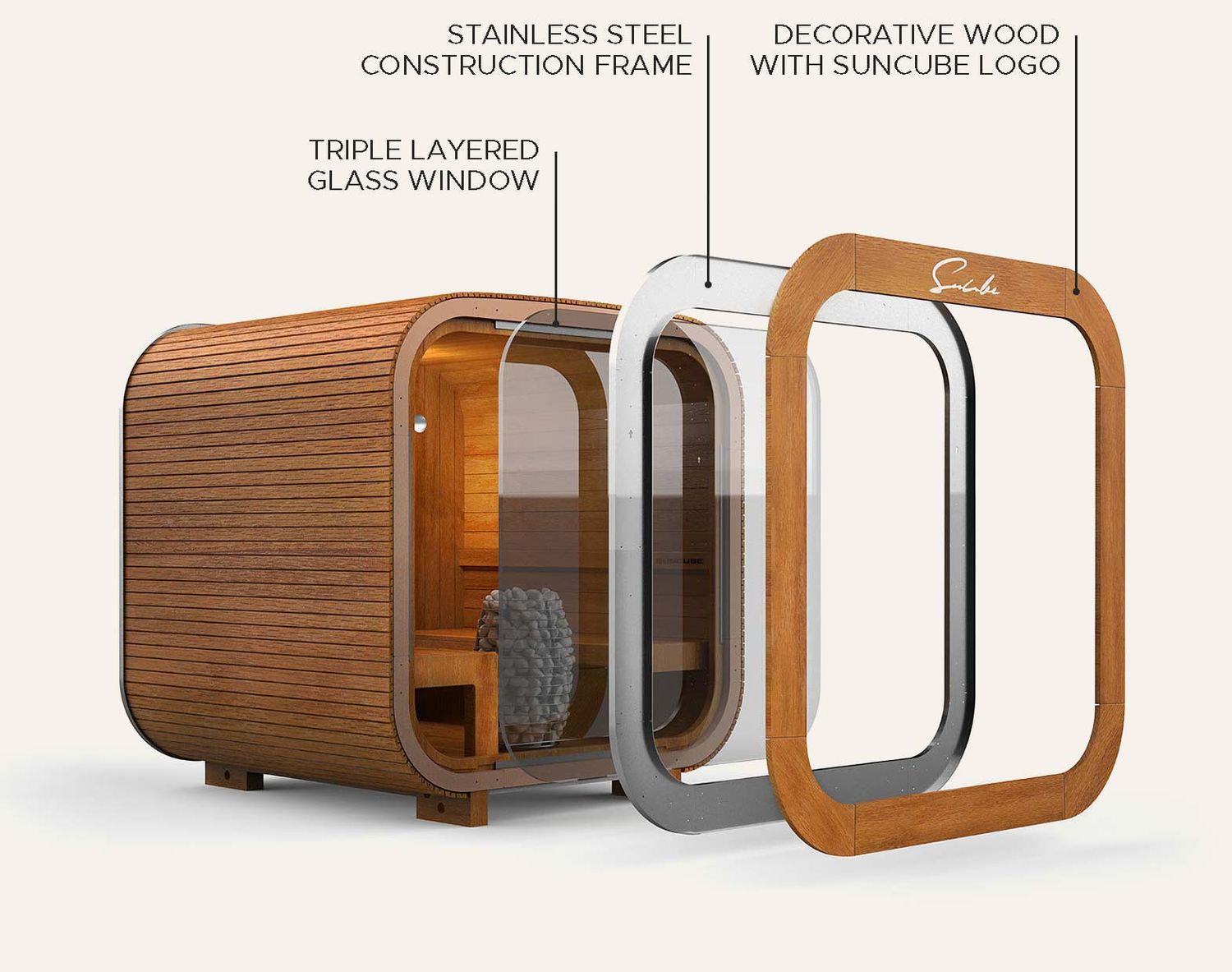 SUNCUBE Sauna Outdoor B227 x H237 x D227 of D347cm