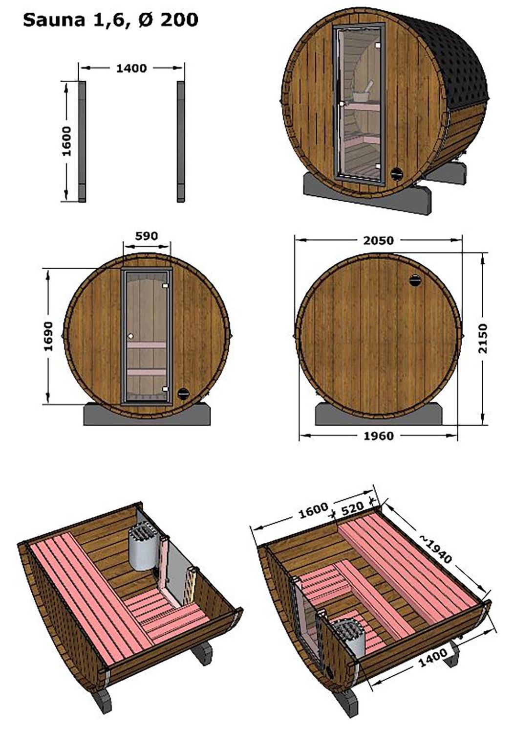BARREL Sauna infrarood Outdoor  ø205cm x 160cm