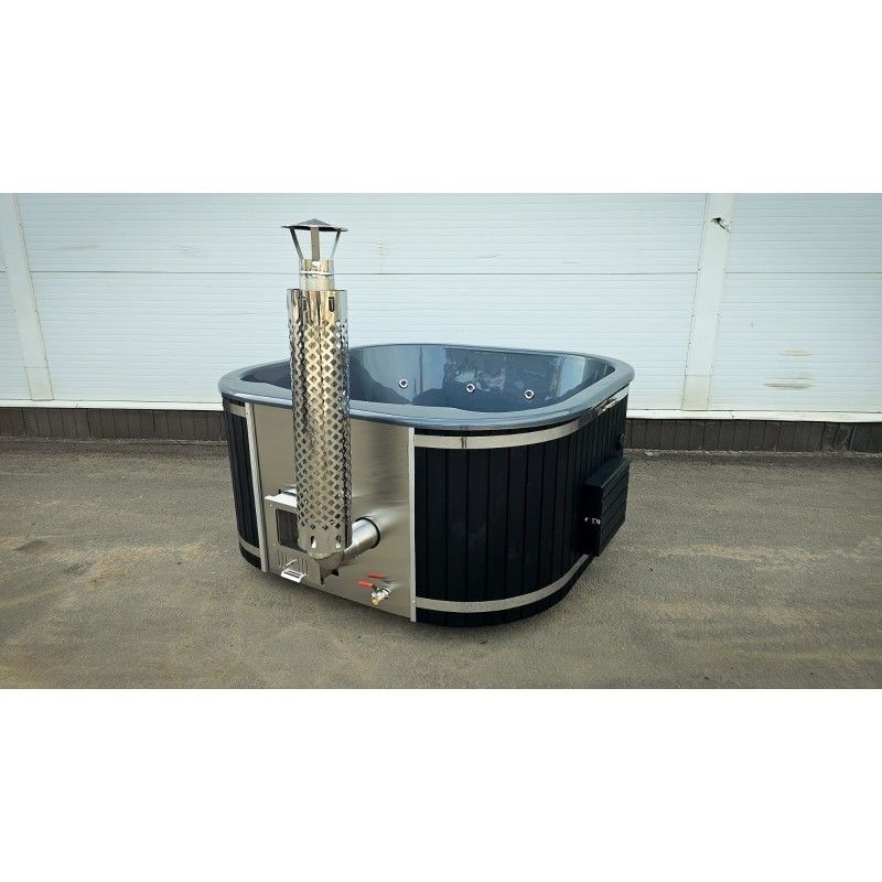 Hot tub SQUARE IN Outdoor 220x220cm 7/8 personen Hout gestookte inbouwkachel