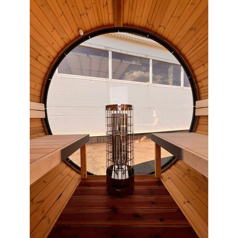 BARREL Thermowood Sauna Outdoor met Terras 300cm ø235cm H=240cm