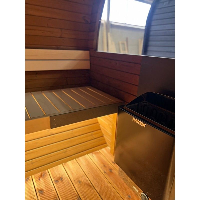 BARREL Thermowood Sauna Outdoor met Terras 300cm ø235cm H=240cm