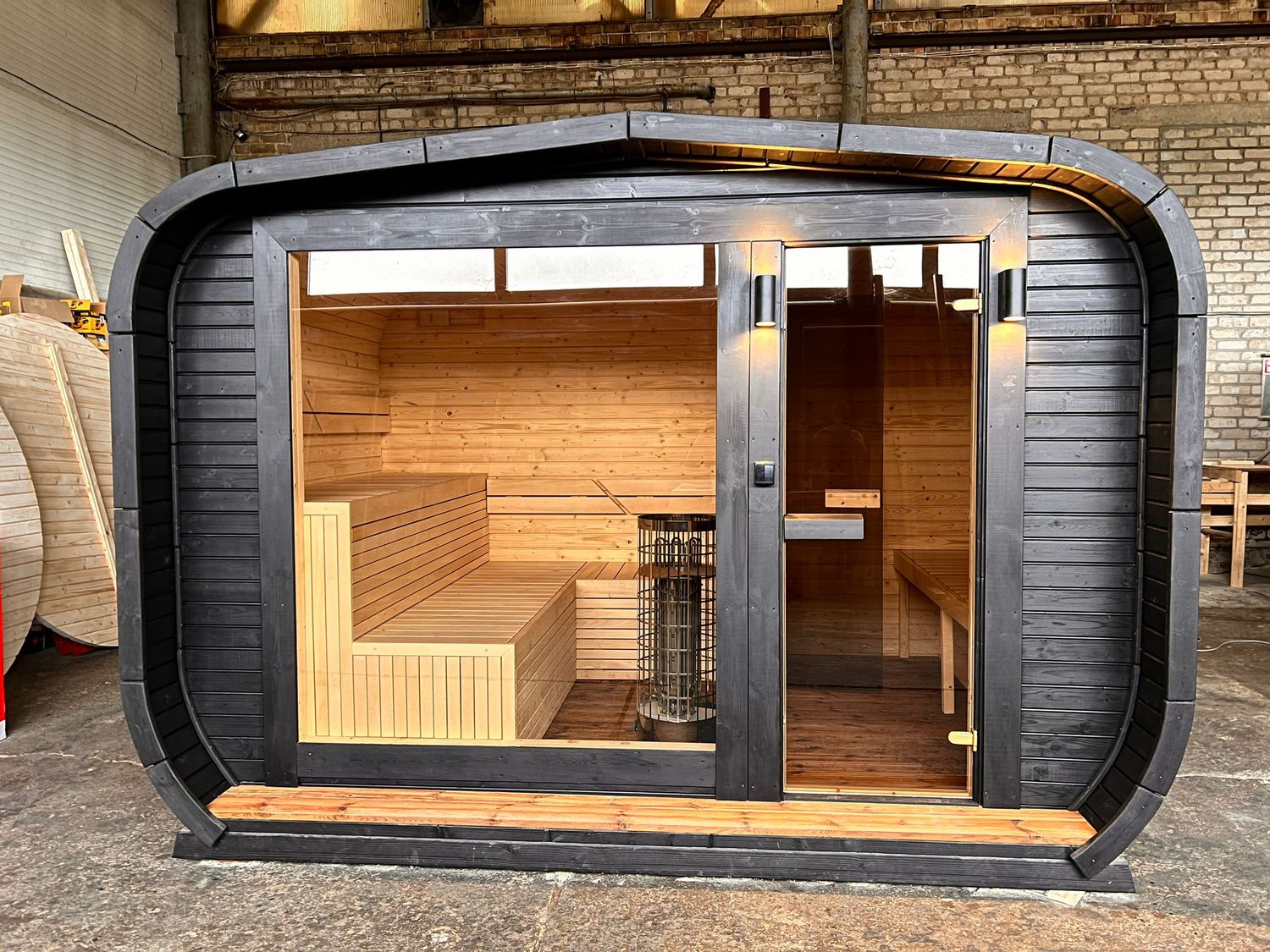 ULCOSAUNA Outdoor met relax ruimte 340 of 400cm x H240 x D240cm