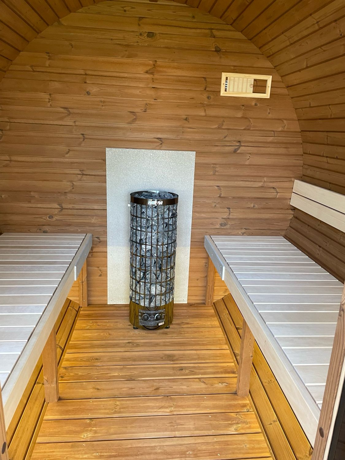 IDEALe BARREL Thermowood Sauna Outdoor met Terras ø235cm H=240cm
