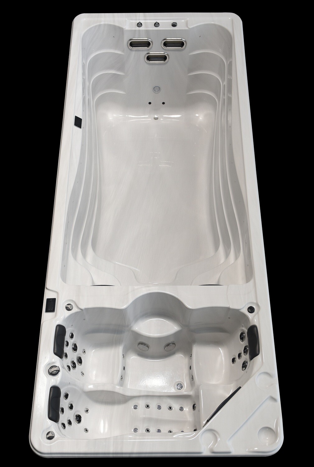 IDEALe SWIMSPA DUO 580cm of 660cm h=156cm half inbouw of opbouw, uitvoering kiezen: Ideale Swimspa DUO 580cm