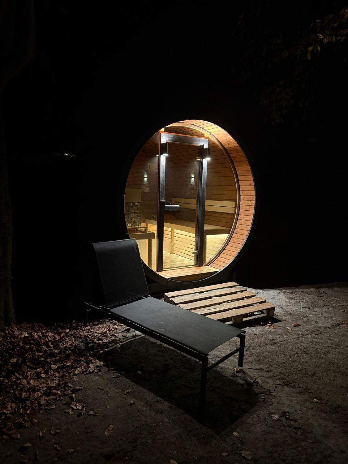 IDEALe BARREL Thermowood Sauna Outdoor met Terras ø235cm H=240cm