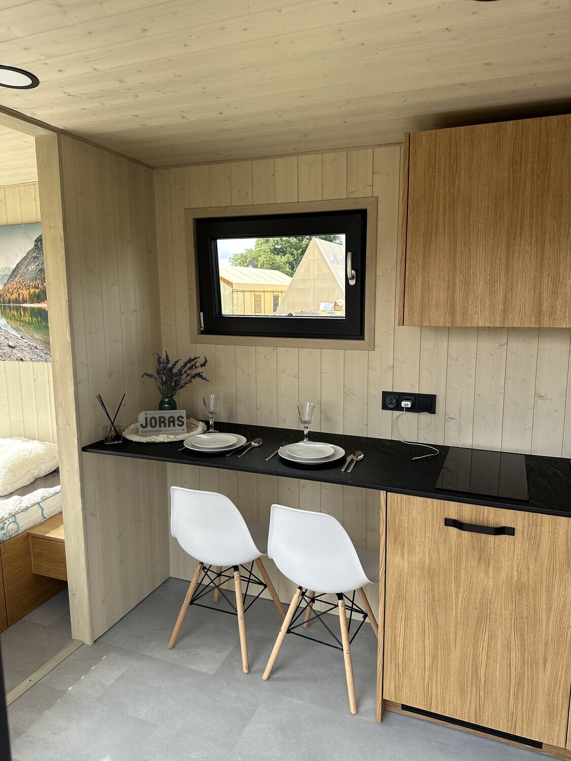 TINY HOUSE Outdoor Prefab Huis klein huis H=255cm B=240cm L=600cm IDEALe SPAS TINY HOUSE Outdoor Prefab Huis klein huis keukentje voorbeeld