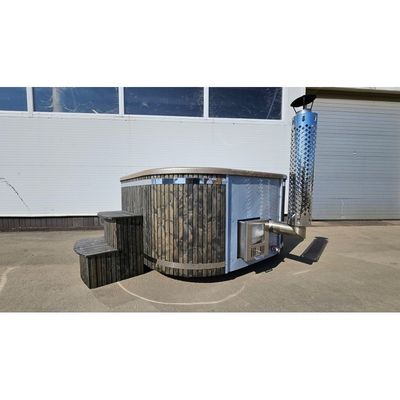 Hot tub SQUARE IN Outdoor 220x220cm 7/8 personen Hout gestookte inbouwkachel