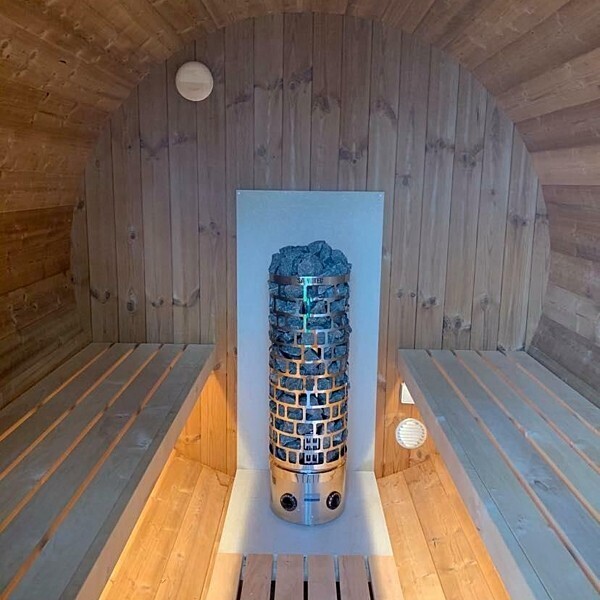 BARREL Sauna Outdoor  400cm ø205cm met kleedkamer en Terras