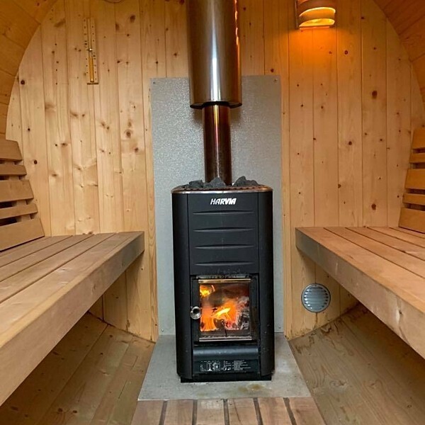 BARREL Sauna Outdoor  400cm ø205cm met kleedkamer en Terras