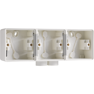 Hydro opbouwdoos 3-voudig horizontaal 2 ingangen White