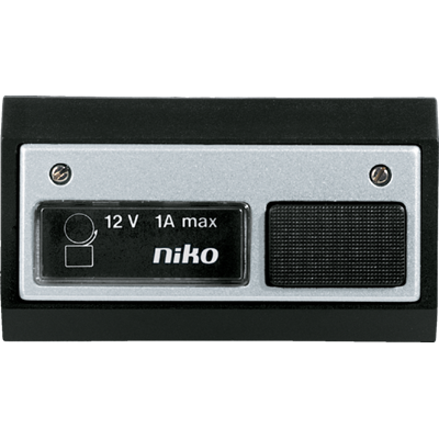 Beldrukknop met lamp 12V-1A Zwart-Alu