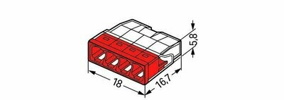 Steekklem 4 x 0.5-2.5mm² Rood