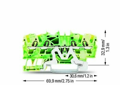 Railrijgklem 4 x 2.5mm² Geel/Groen