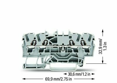 Railrijgklem 4 x 2.5mm² Grijs