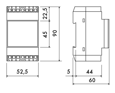 Beltransfo 12-24Vac 40VA 3,3A-1,7A 3mod