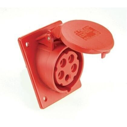 CEE stopc inbouw 5P 16A 400V schuin IP44 Rood