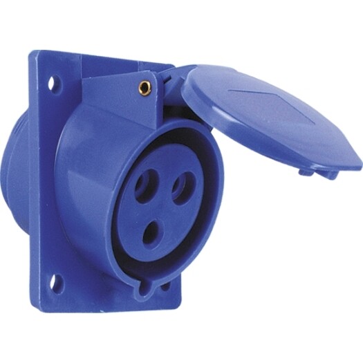 CEE stopc inbouw 3p 16A 230V schuin IP44 Blauw