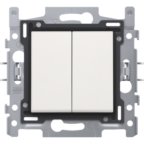 Drukknop dubbel 2x NO (sokkel + toets) White (insteekklemmen)