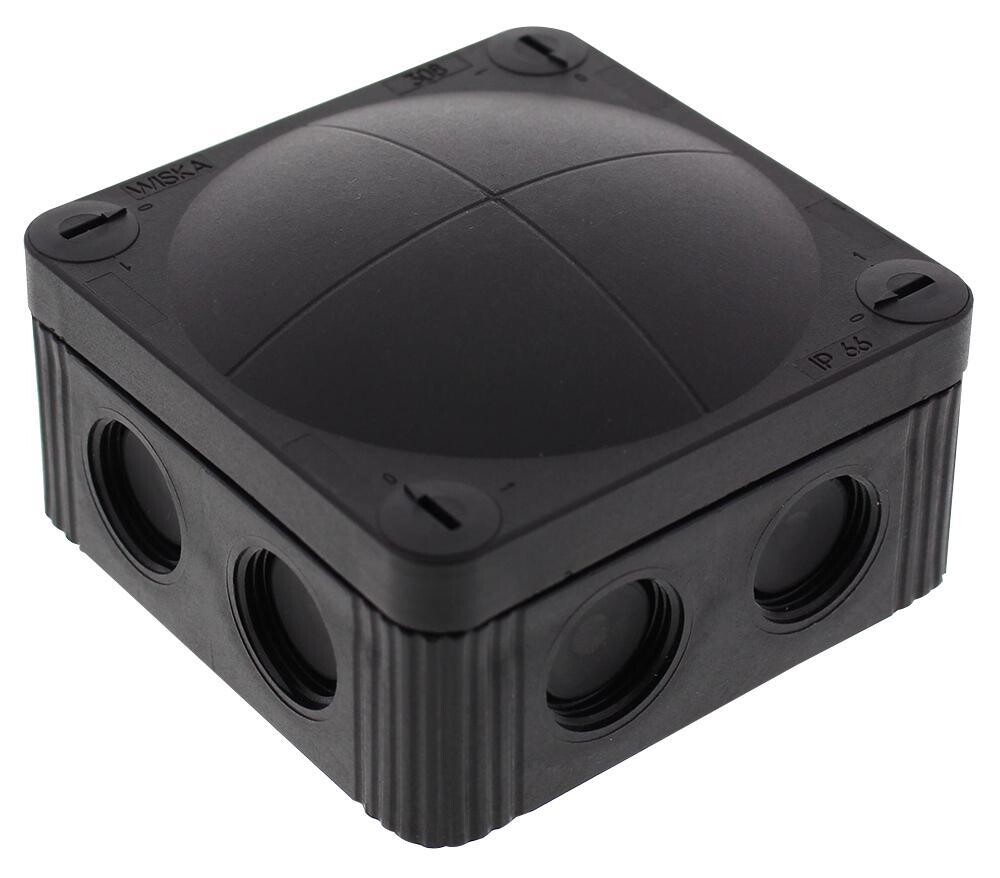 Aftakdoos 85x85x51mm - 8 ingangen IP66 Zwart