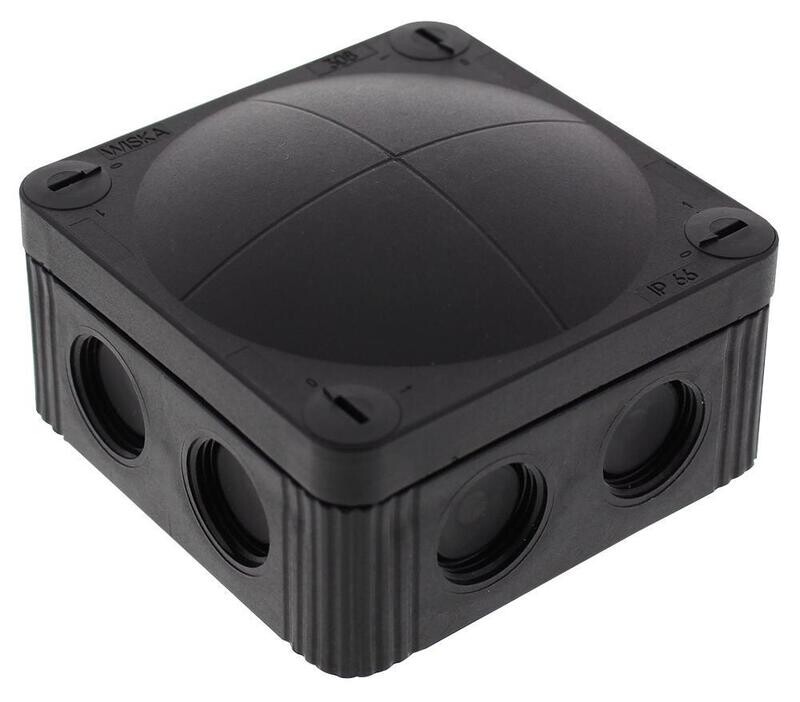 Aftakdoos 85x85x51mm - 8 ingangen IP66 Zwart
