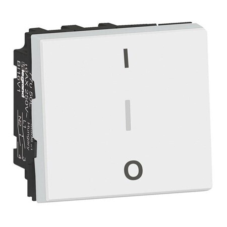 Mosaic45 Easyled schakelaar 2p 16A 2 mod Wit