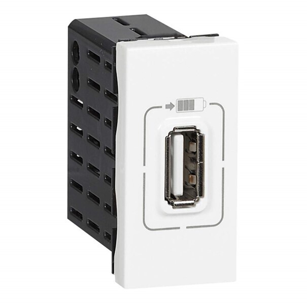 Mosaic45 enkele USB type A 5V 1100mA 1 mod Wit