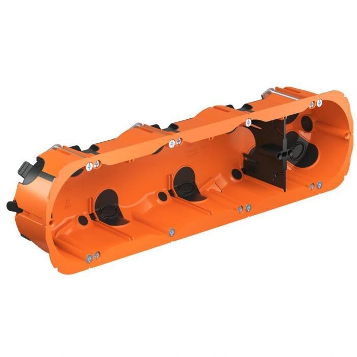 Inbouwdoos 4-voud 49mm diep - holle wand Oranje Luchtdicht