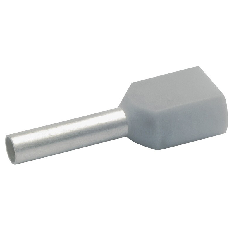 Aderhuls 0,75mm² twin geisoleerd Grijs (100st)