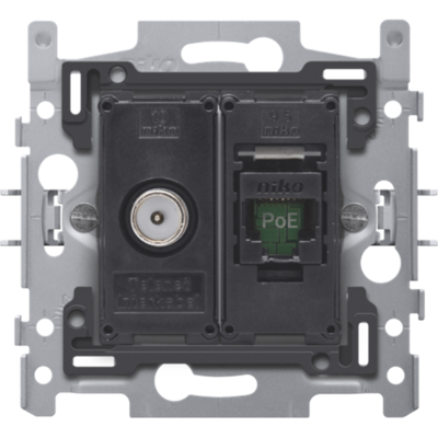 Sokkel 1x Coax + 1x RJ45 UTP CAT6 POE