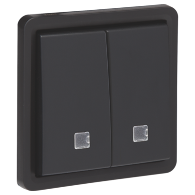 Hydro drukknop 2-voudig met lens 10A Black (Schroefklemmen)