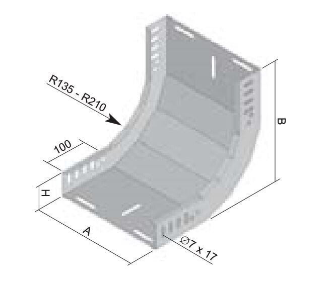 Stijgbocht 90° 200mm Metaal