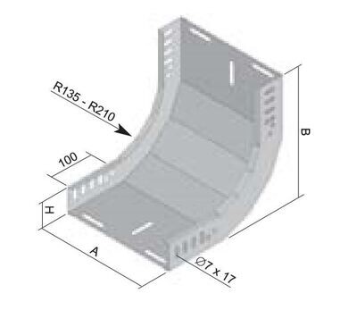 Stijgbocht 90° 100mm Metaal