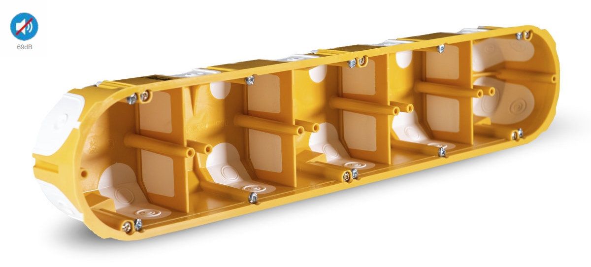 Inbouwdoos 5-voudig 50mm diep - holle wand Luchtdicht Inbouwdoos 5-voudig 50mm diep - holle wand Luchtdicht