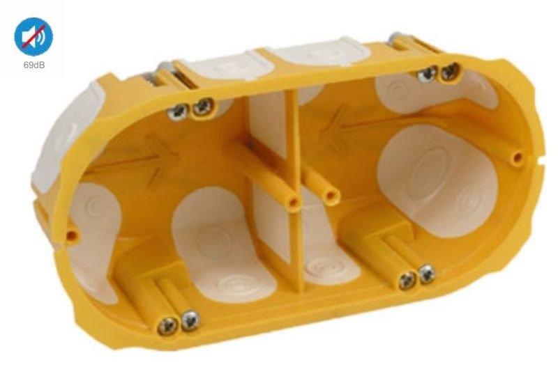 Inbouwdoos 2-voudig 50mm diep - holle wand Luchtdicht