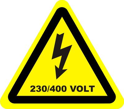Sticker zelfklevend driehoek met bliksem 230/400 - 9cm