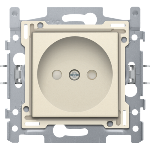 Stopc zonder aarding 21mm diepte (sokkel + toets) Cream (schroefklemmen)