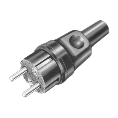 Stekker 2p+A 16A Zwart rubber