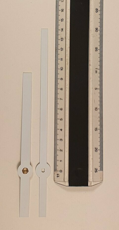 Langloch-Zeigerpaar Balkenform breit - Metall weiß - 140 mm