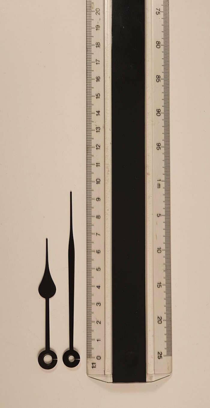 Rundschaft-Zeigerpaar Tropfenform schwarz/gold/silberfarben  - 95 mm