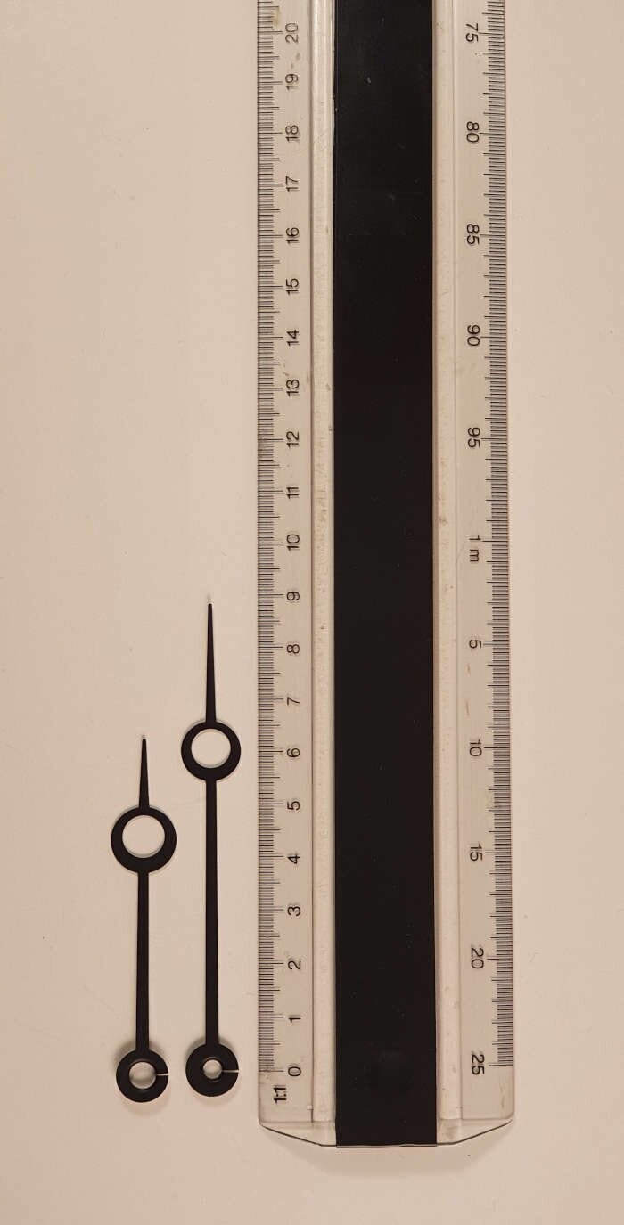 Rundschaft-Zeigerpaar Ringform schwarz/goldfarben  - 88 mm
