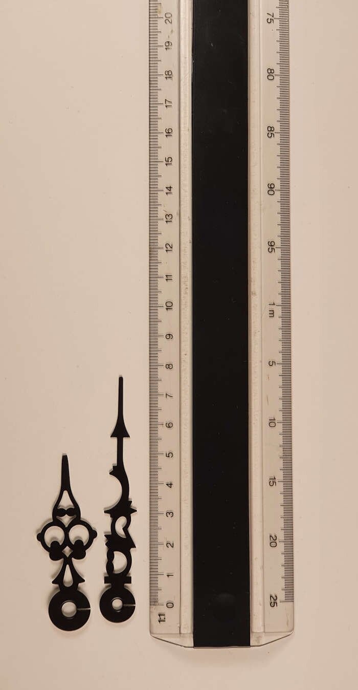 Rundschaft-Zeigerpaar Antikform schwarz/gold  - 60 mm/76 mm