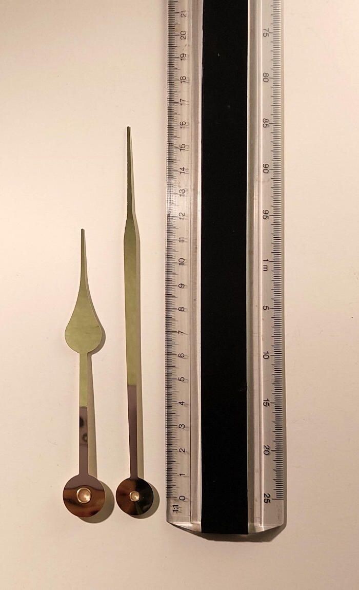 Rundschaft-Zeigerpaar Tropfenform goldfarben eloxiert - 160 mm