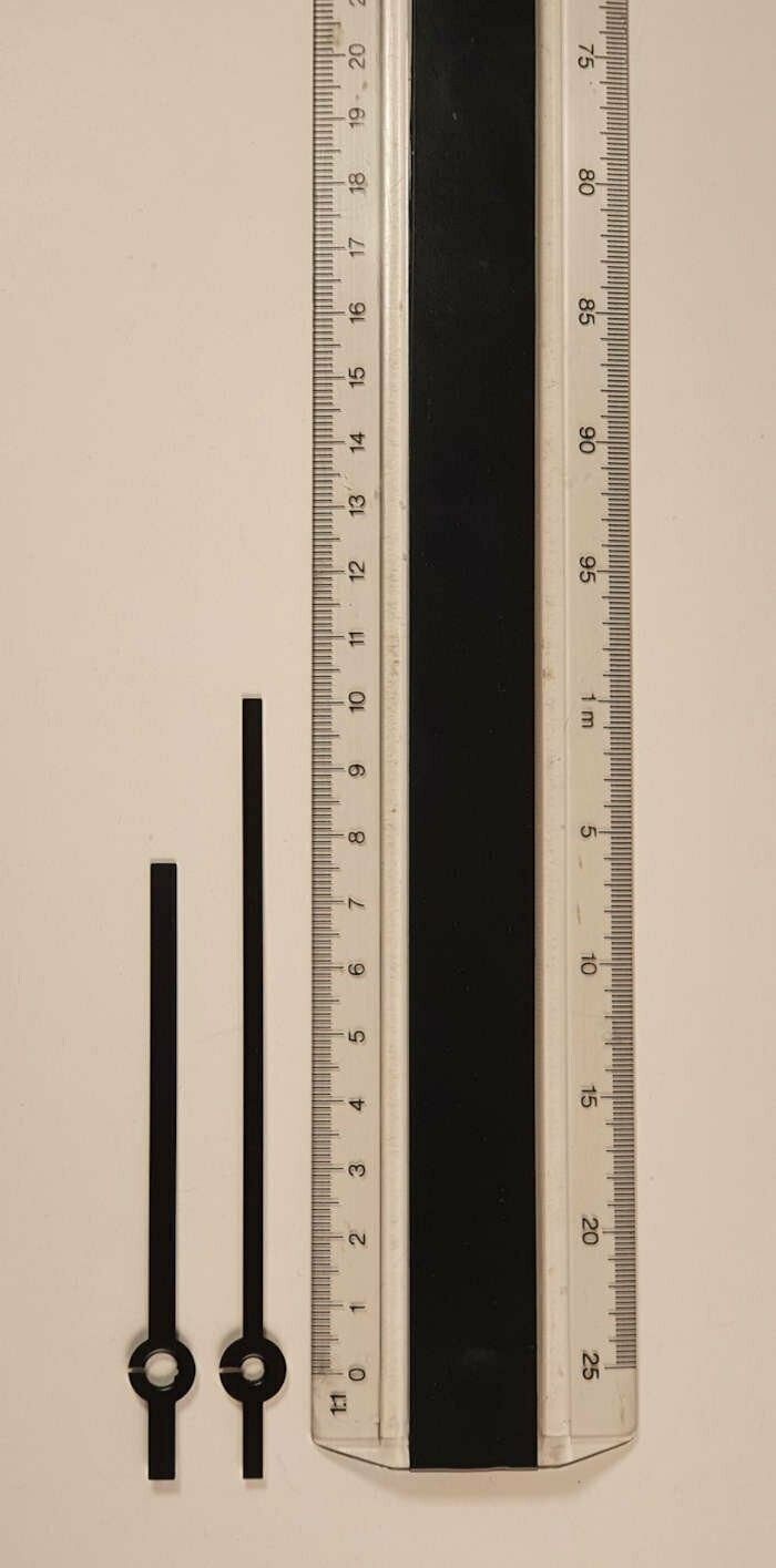 Rundschaft-Zeigerpaar Balkenform verschiedene Farben - 100 mm bis 140 mm