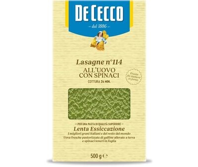 De Cecco Lasagne mit Spinat Nr. 114 500gr.